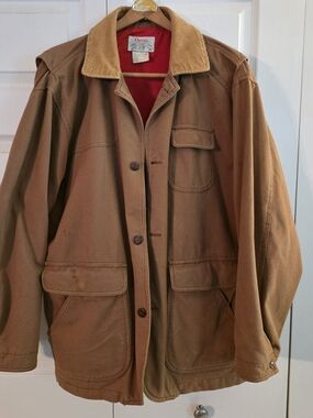 Orvis Men's Canvas Hunting Jacket Corduroy Collar And Integrated Game Pouch -LG